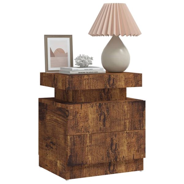 vidaXL Table de chevet ch&ecirc;ne fum&eacute; 45x35x52 cm Bois d'ing&eacute;nierie