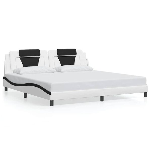 vidaXL Cadre de lit Viana sans matelas blanc et noir 200x200 cm similicuir