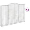 vidaXL Paniers &agrave; gabions arqu&eacute;s 3 pcs 300x30x200/220 cm fer galvanis&eacute;