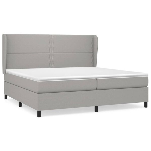 vidaXL Sommier &agrave; lattes de lit avec matelas Gris clair 200x200cm Tissu