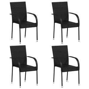 vidaXL Chaises empilables d'ext&eacute;rieur lot de 4 R&eacute;sine tress&eacute;e Noir