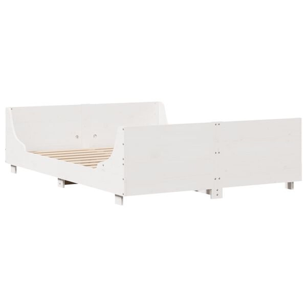 vidaXL Cadre de lit sans matelas blanc 135x190 cm bois de pin massif