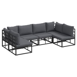 vidaXL Ensemble de canap&eacute; de jardin 6 pc Noir Aluminium