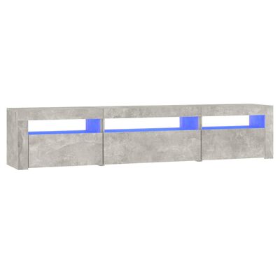 vidaXL Meuble TV avec lumières LED Gris béton 195x35x40 cm