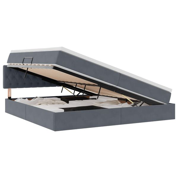 vidaXL Lit de Rangement avec matelas Gris fonc&eacute; 200 x 200 cm Velours
