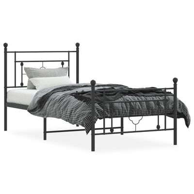 vidaXL Cadre de lit métal sans matelas avec pied de lit noir 90x190 cm