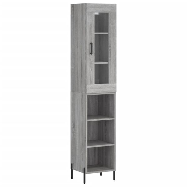 vidaXL Buffet haut Sonoma gris 34,5x34x180 cm Bois d'ing&eacute;nierie
