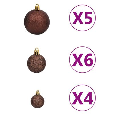 vidaXL Sapin de Noël artificiel articulé 150 LED et boules 150 cm