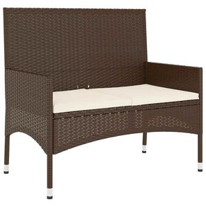 vidaXL Banc de jardin &agrave; 2 places avec coussins Marron R&eacute;sine tress&eacute;e