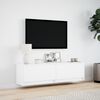 vidaXL Meuble TV mural avec lumi&egrave;res LED blanc 140x31x38 cm