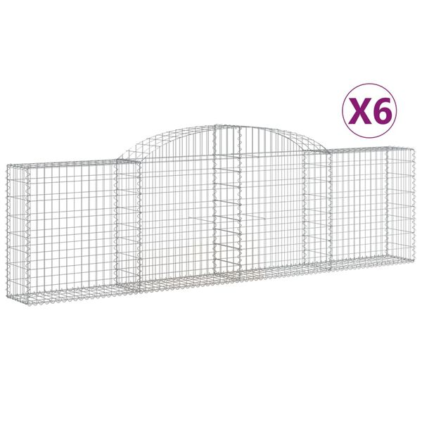vidaXL Paniers à gabions arqués 6 pcs 300x30x80/100 cm fer galvanisé
