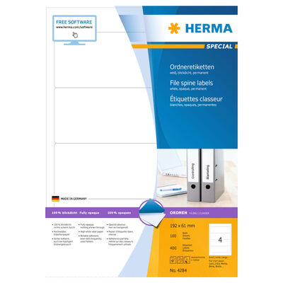 HERMA Étiquettes permanentes LAF A4 192x61mm 100 Feuilles Blanc Opaque
