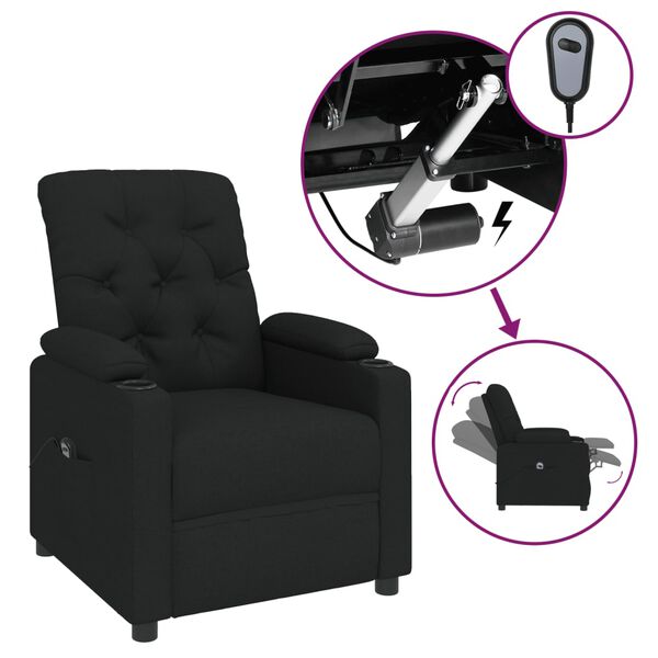 vidaXL Fauteuil inclinable &eacute;lectrique Noir Tissu