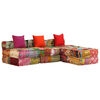 vidaXL Pouf modulaire à 3 places Patchwork Tissu