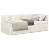 vidaXL Cadre de lit d'angle avec matelas 2 pc Cr&egrave;me Velours