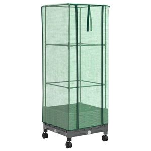vidaXL Jardini&egrave;re de jardin avec couverture de serre et roues PP