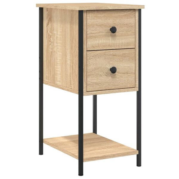 vidaXL Tables de chevet 2pcs ch&ecirc;ne sonoma 32x42x70cm bois d'ing&eacute;nierie