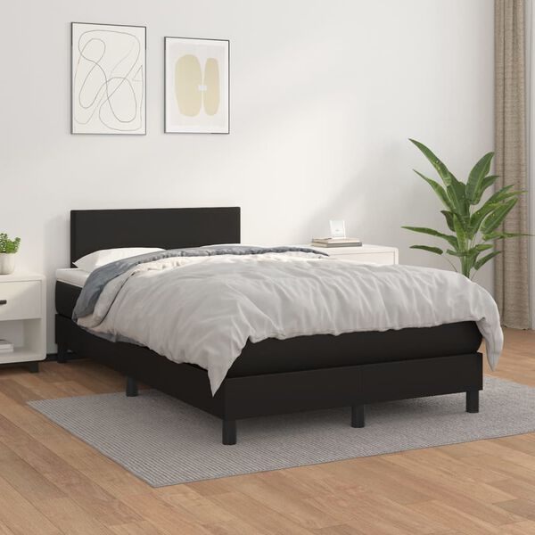 vidaXL Sommier &agrave; lattes de lit matelas Noir 120x200 cm Similicuir