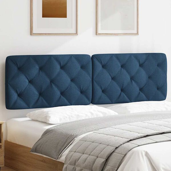 vidaXL Coussin de t&ecirc;te de lit bleu 180 cm tissu