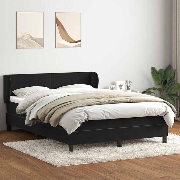 vidaXL Sommier &agrave; lattes de lit avec matelas noir 140x210 cm velours
