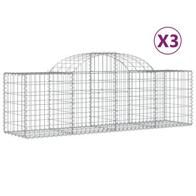 vidaXL Paniers à gabions arqués 3 pcs 200x50x60/80 cm Fer galvanisé