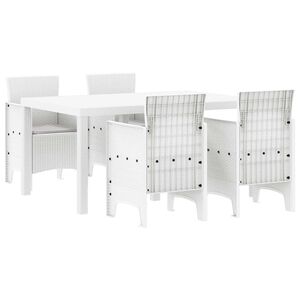 vidaXL Ensemble de salle &agrave; manger pour jardin 5 pcs Blanc Rattan Polt