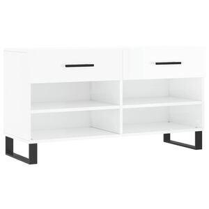 vidaXL Banc &agrave; chaussures blanc brillant 102x35x55 cm bois d'ing&eacute;nierie