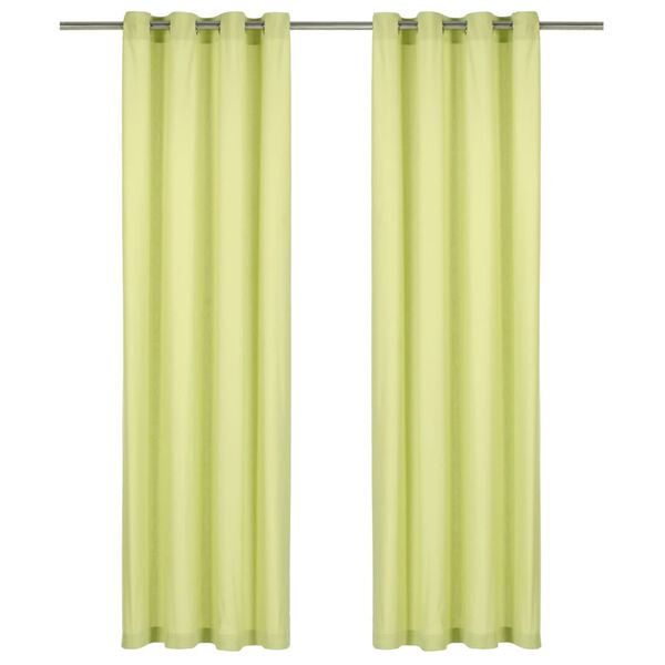 vidaXL Rideaux avec anneaux en m&eacute;tal 2 pcs Coton 140x225cm Vert