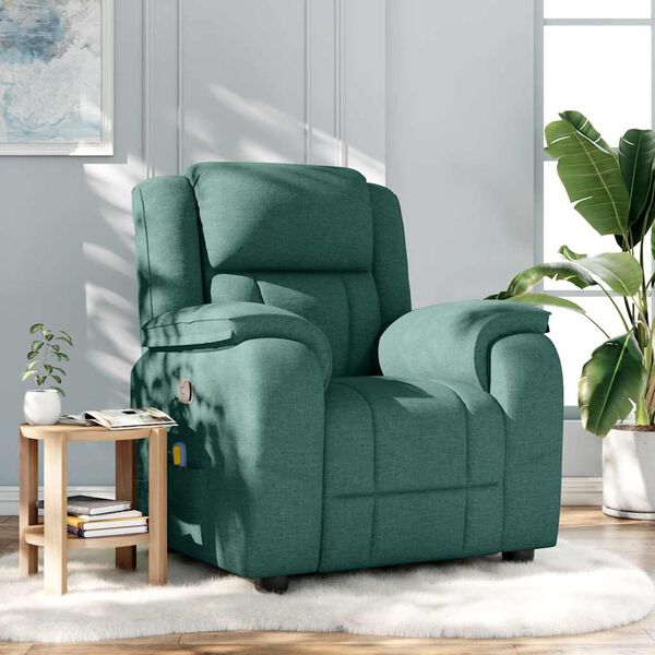 vidaXL Fauteuil de massage inclinable Vert fonc&eacute; Tissu