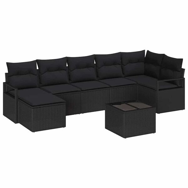 vidaXL Ensemble de Canap&eacute;s avec coussin 8 pcs Noir polyrotin
