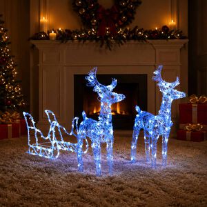 vidaXL D&eacute;coration de No&euml;l Rennes et tra&icirc;neau 160 LED 130 cm Acrylique