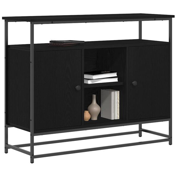 vidaXL Buffet Ch&ecirc;ne noir 100 x 35 x 80 cm Bois d'ing&eacute;nierie