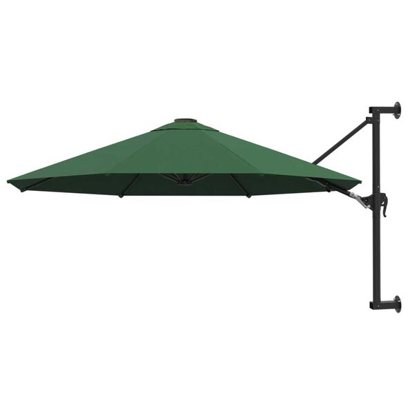 vidaXL Parasol mural avec m&acirc;t m&eacute;tallique 300 cm Vert