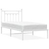 vidaXL Cadre de lit m&eacute;tal sans matelas avec t&ecirc;te de lit blanc 90x200cm