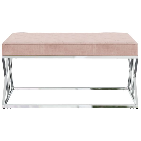 vidaXL Banc Rose Velours et acier inoxydable