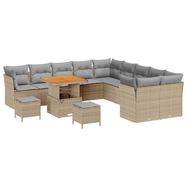 vidaXL Ensemble de canap&eacute; de jardin 13 pcs Beige et Gris clair