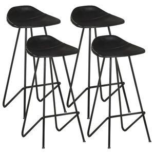 vidaXL Tabourets de bar lot de 4 noir cuir v&eacute;ritable