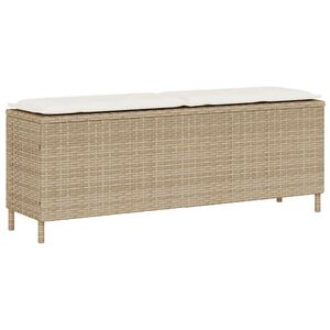vidaXL Banc de jardin avec coussin beige 110x30x40,5 cm r&eacute;sine tress&eacute;e