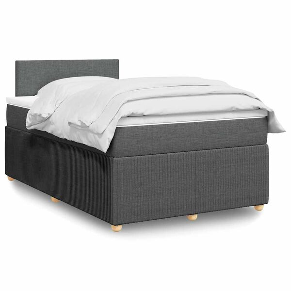 vidaXL Sommier &agrave; lattes de lit avec matelas Gris fonc&eacute; 120x200cm Tissu