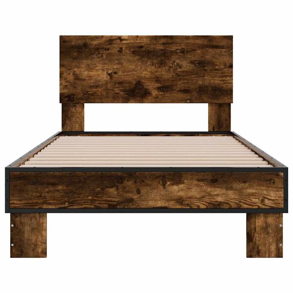 vidaXL Cadre de lit sans matelas ch&ecirc;ne fum&eacute; 75x190 cm
