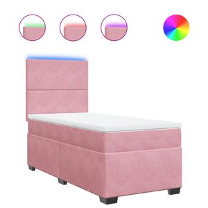 vidaXL Sommier &agrave; lattes de lit avec matelas Rose 90x200 cm Velours