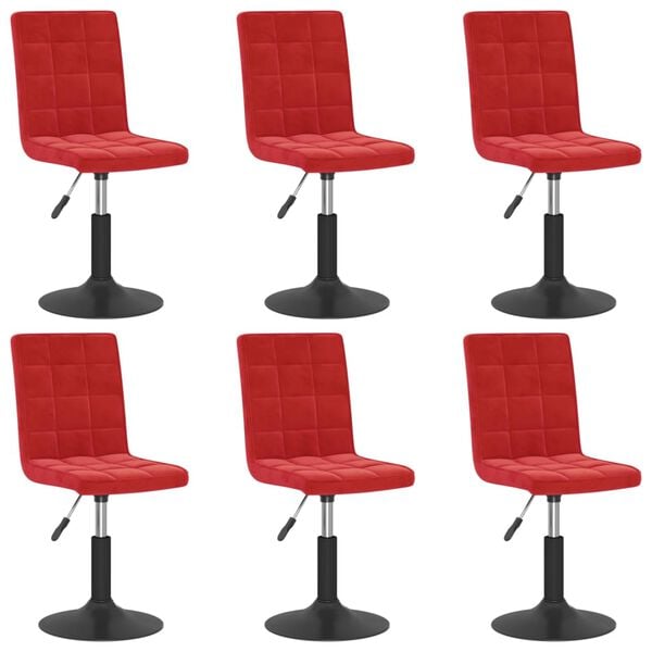 vidaXL Chaises &agrave; manger pivotantes lot de 6 rouge bordeaux velours