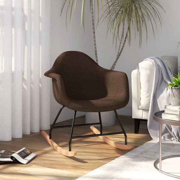 vidaXL Chaise &agrave; bascule Marron fonc&eacute; Tissu