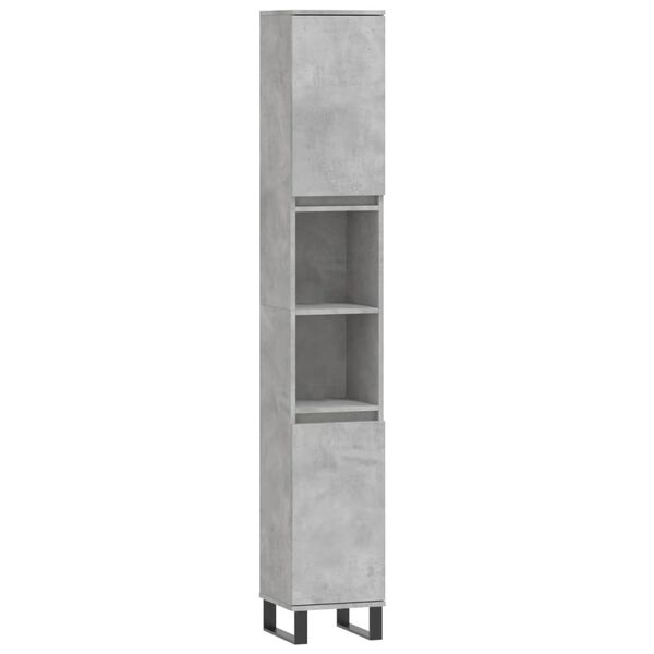 vidaXL Armoire de salle de bain gris b&eacute;ton 30x30x190 cm
