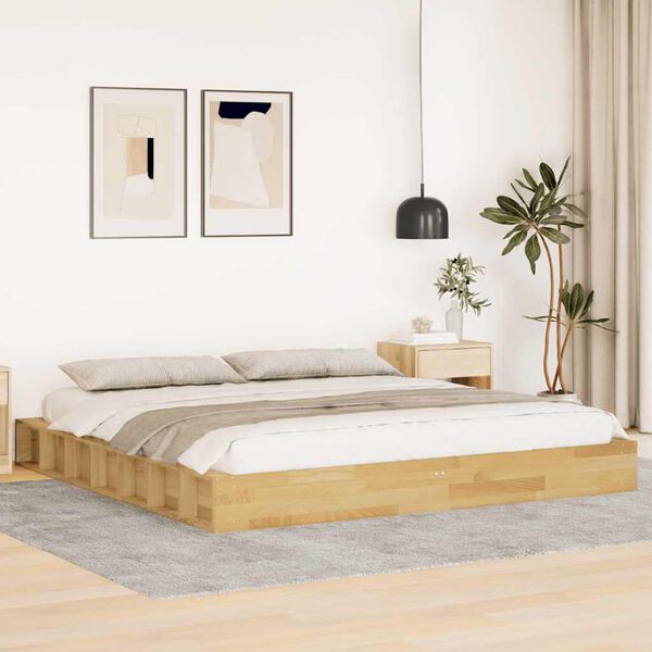vidaXL Cadre de lit sans matelas 180x200 cm bois massif de chêne