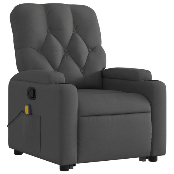 vidaXL Fauteuil de massage inclinable Gris fonc&eacute; Tissu