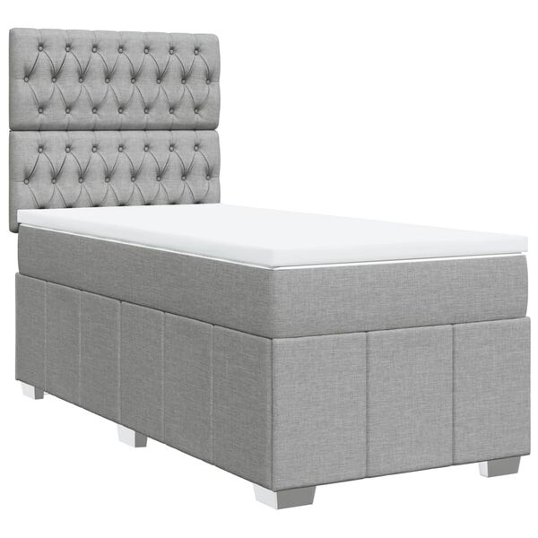 vidaXL Sommier &agrave; lattes de lit avec matelas gris clair 80x200 cm tissu