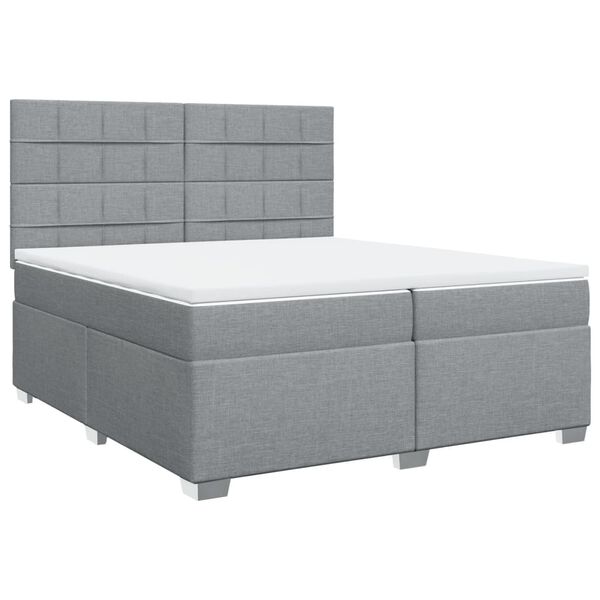 vidaXL Sommier &agrave; lattes de lit avec matelas Gris clair 200x200cm Tissu