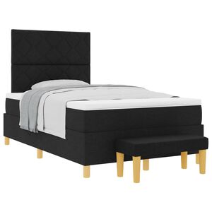 vidaXL Lit &agrave; ressorts avec matelas Noir 120 x 200 cm tissu