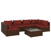 vidaXL Salon de jardin 7 pcs avec coussins R&eacute;sine tress&eacute;e Marron